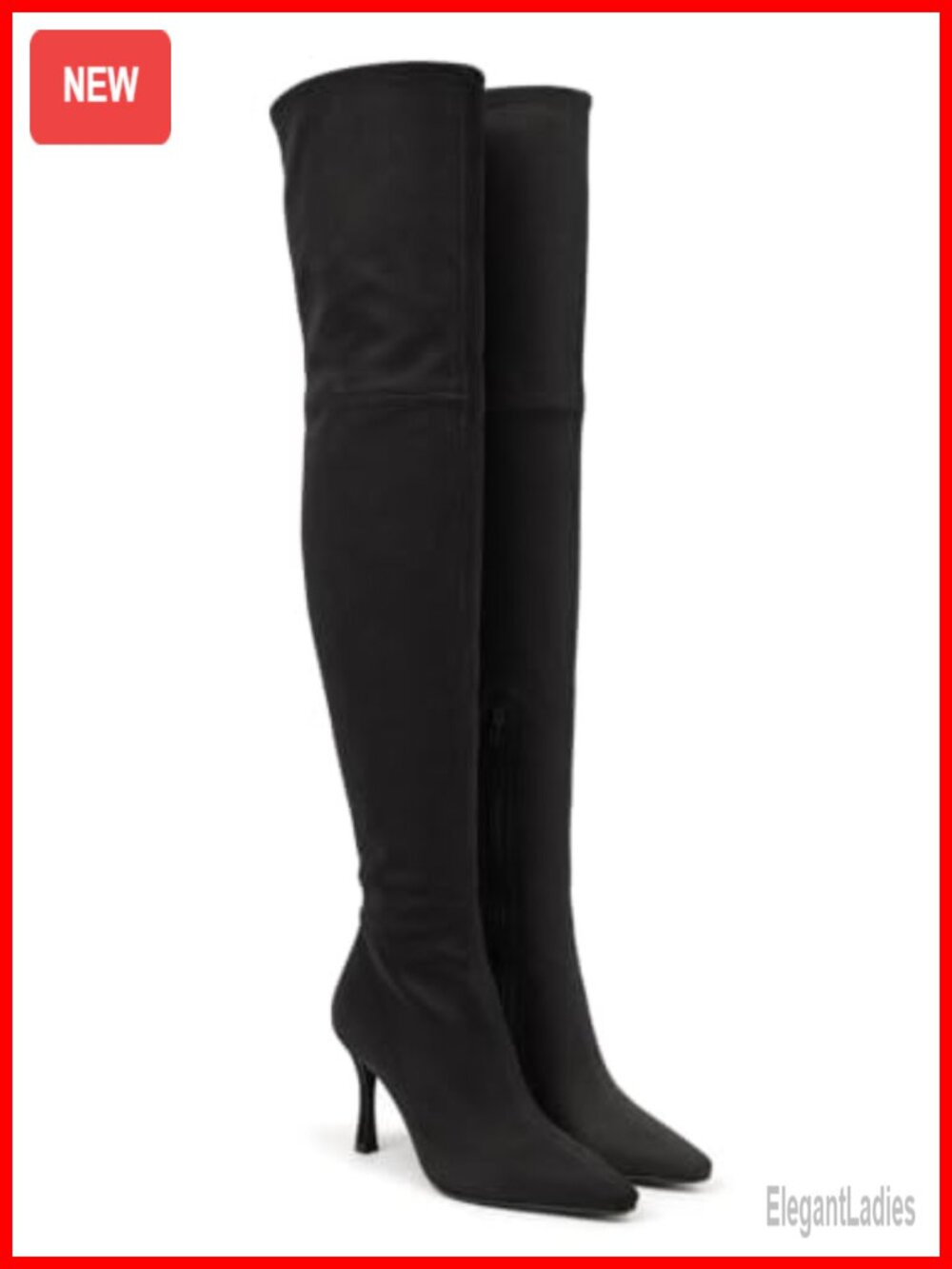 Faux Suede Over the Knee Boots Kitten Heel Zip Thigh High